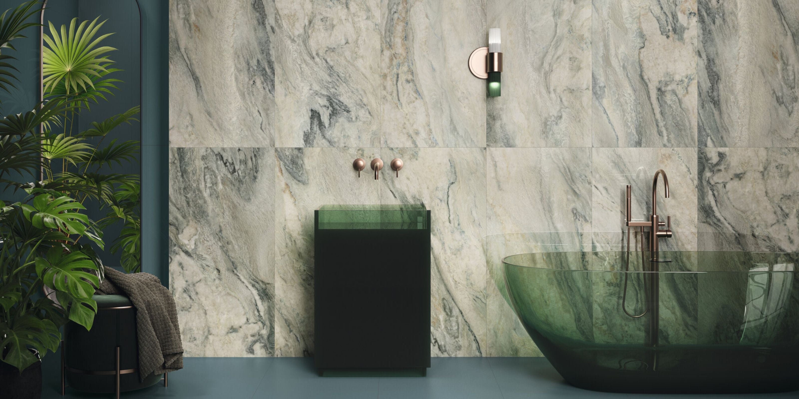 Marble Effect Porcelain Bathroom Wall Tile 60 x 120cm