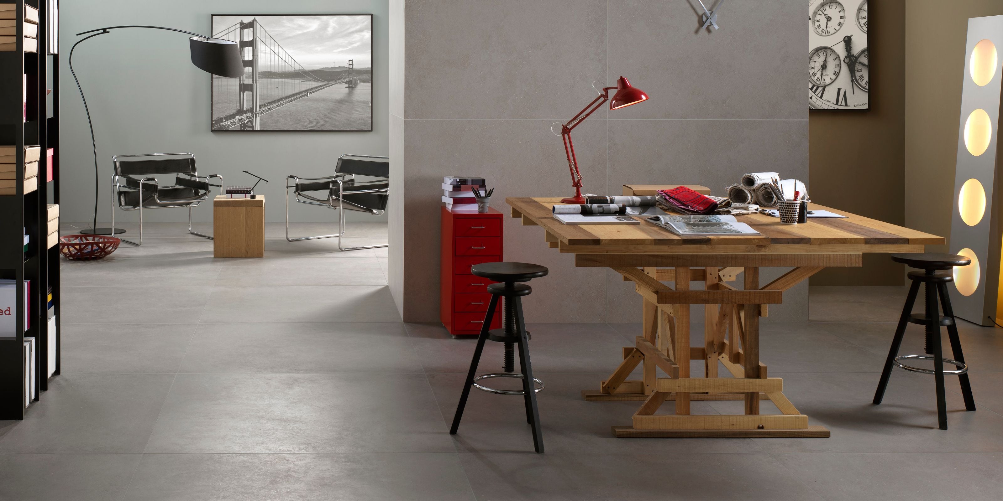 Studiio with Matt Grey 120x120cm concrete effct porcelain floor and wall tiles