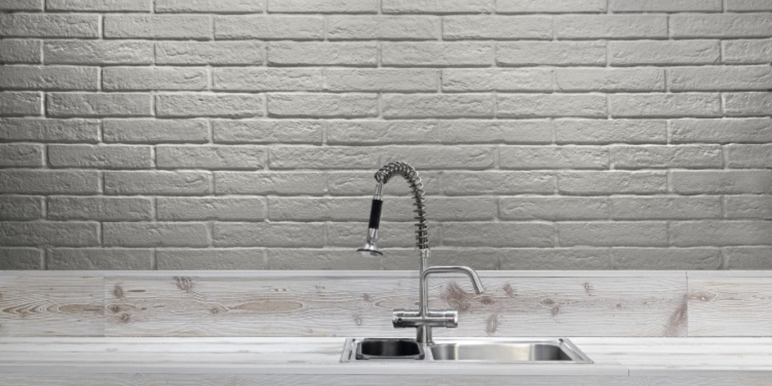 White Brick Effect Ceramic Wall Tile Section