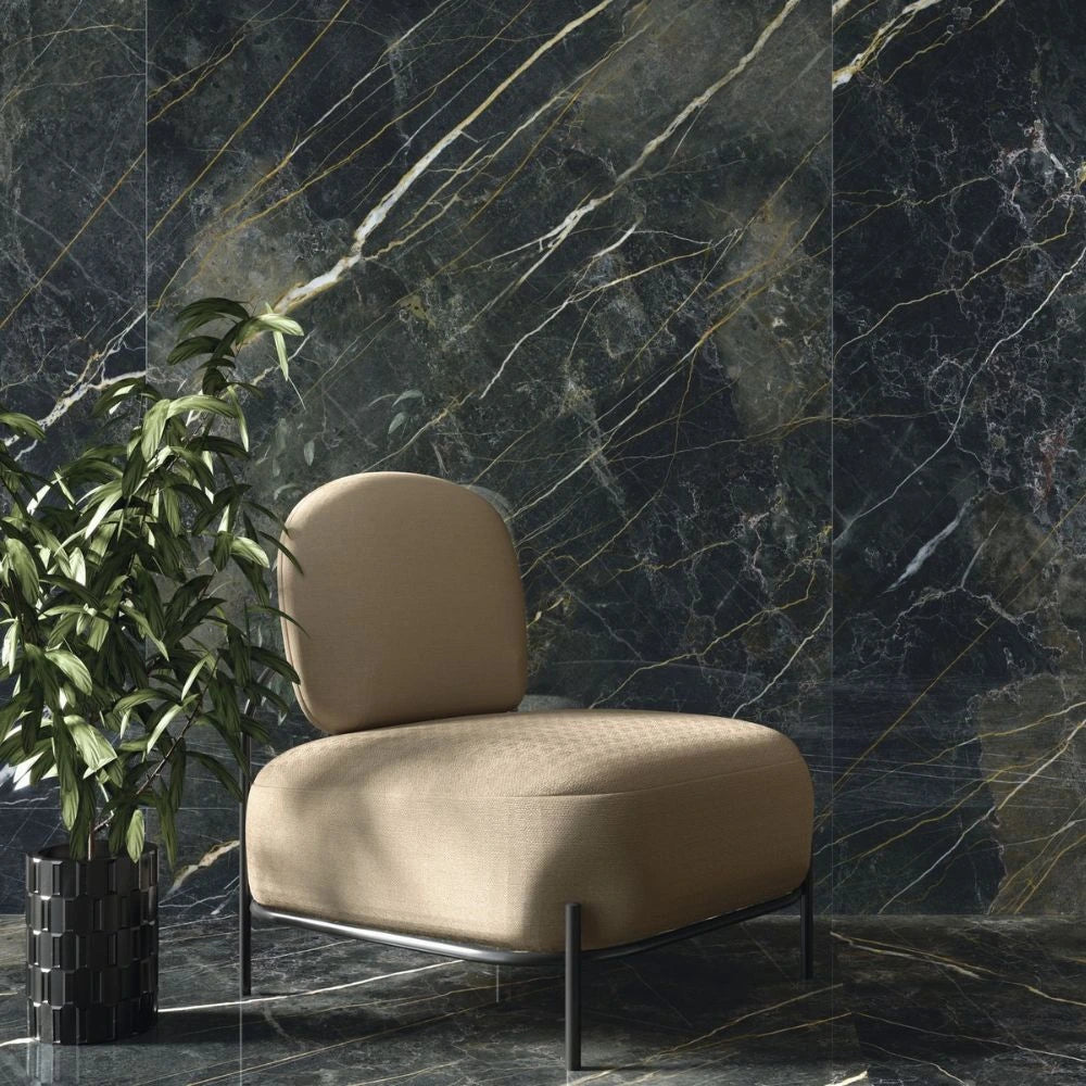 Wycomble Forest Polished Marble Effect Tile Living Room Floor and Wall