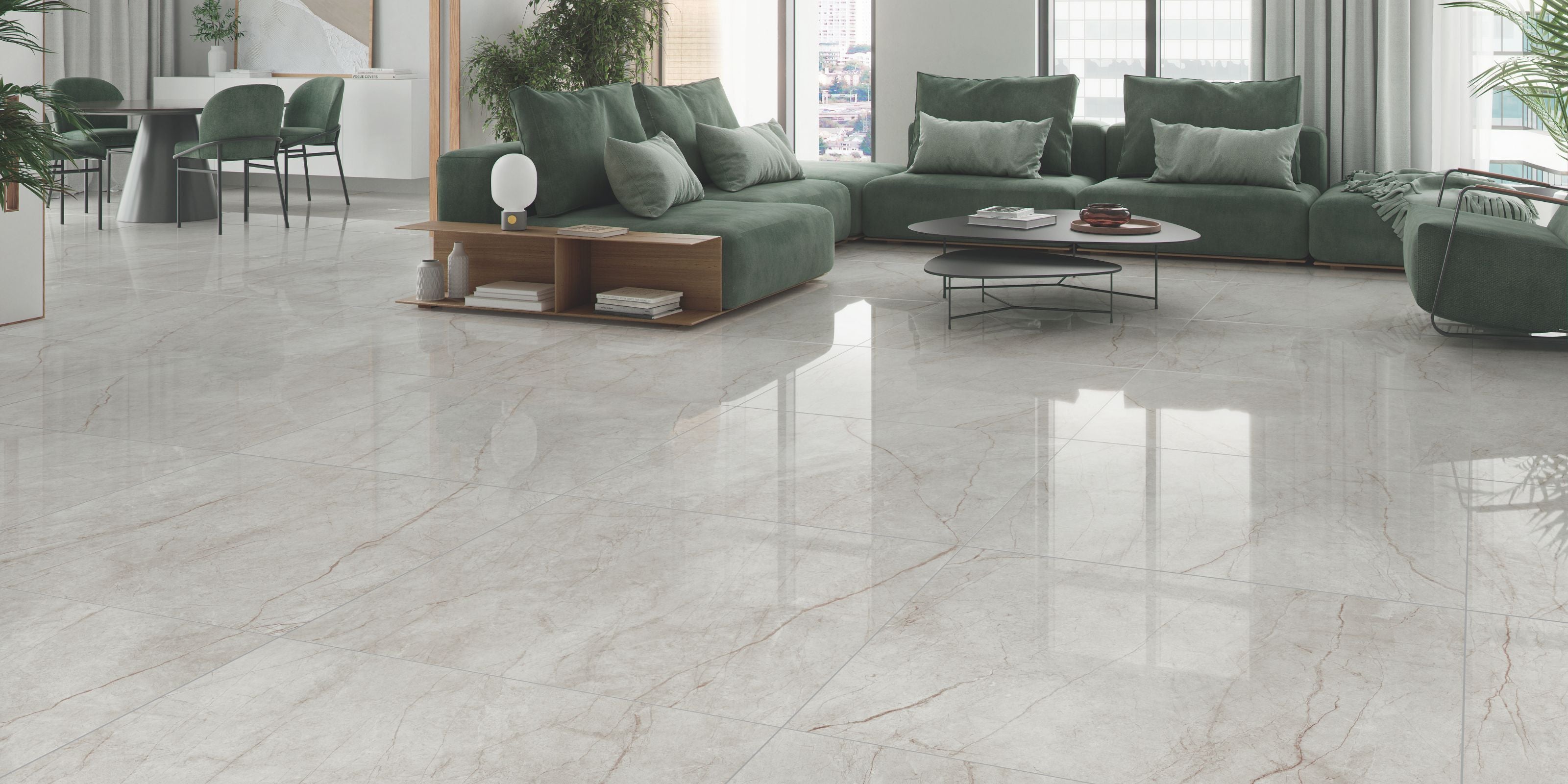 polished white marble effect porcelain floor tile