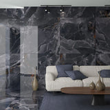 Aurora Midnight Onyx Polished Porcelain Tile 60 x 120cm Indoor Living Room Floors and Walls