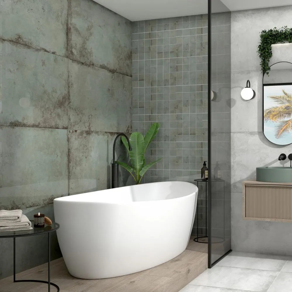 Aviola Mint Stone Polished Porcelain Stone Effect Tile 60 x 120cm Bathroom Walls