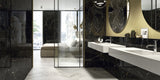 Black and White Polished and Matt Marble Effect Porcelain Bathroom Floor and Wall Tile Section