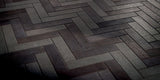 Black herringbone pattern wood effect porcelain Floor Tile