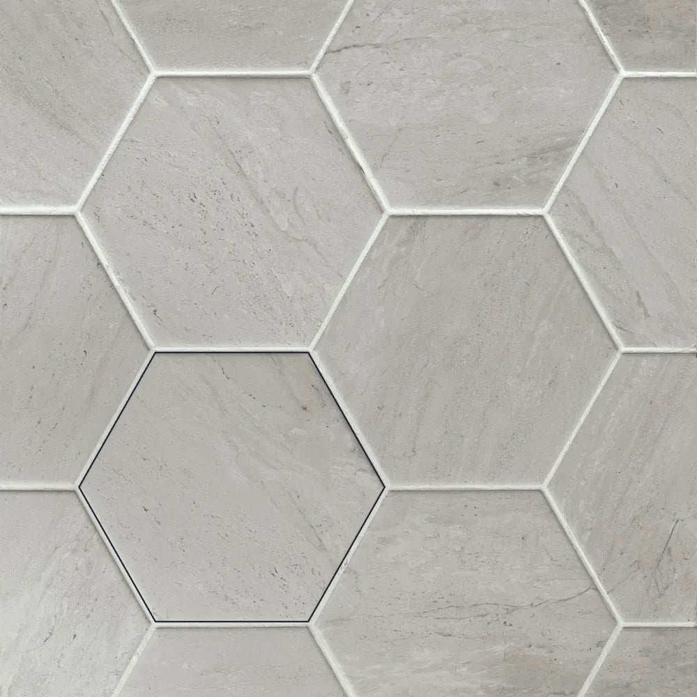 Bordaux Hexagon Grey 13.9x16cm Swatch 1