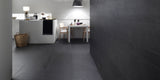 Kitchen and Dining Area with Dark Grey Matt Concrete Effect Porcelain Floor and Wall Tiles 60x120cm