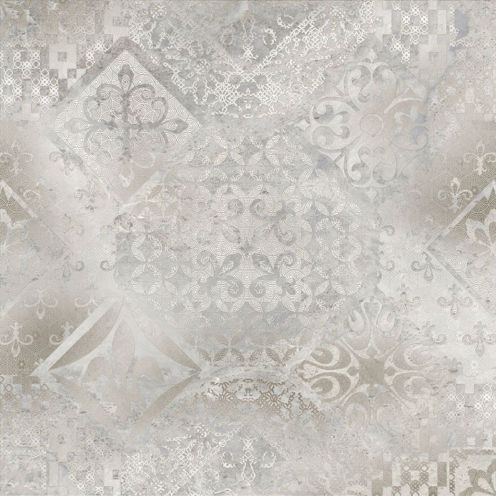 District Decor 60 x 60cm polished grey patterned tile swatch
