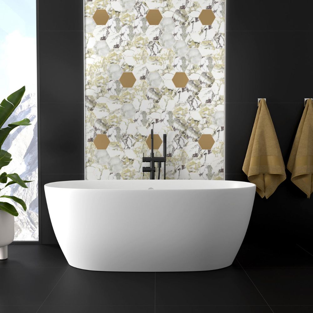 Estelle Nero 60 x 120cm Matt Bathroom Floor and Wall
