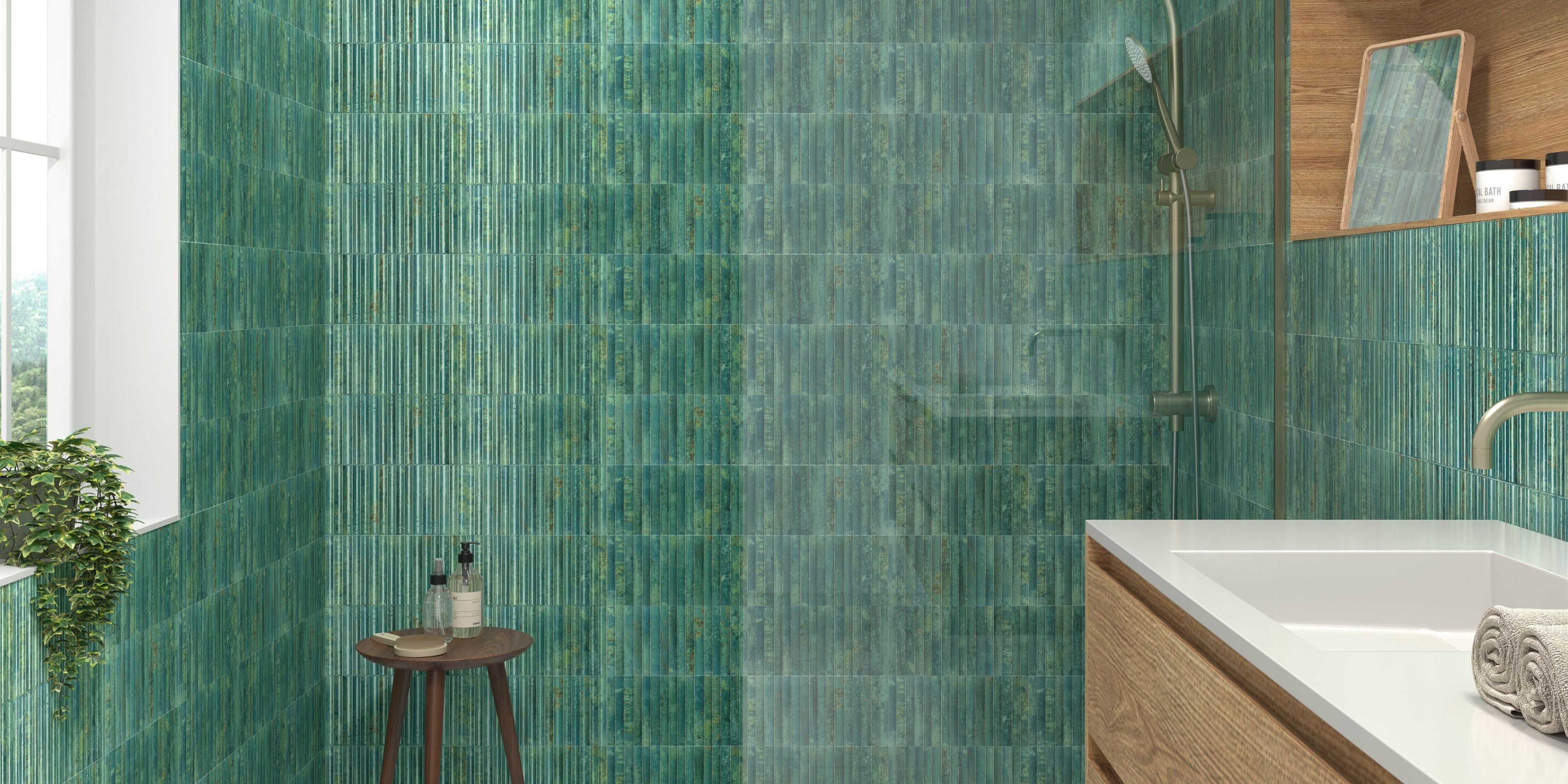 Green Kit Kat Bathroom Wall Tile Section