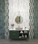 Green polished subway bathroom wall tiles, white polished subway bathroom wall tiles, floral pattern subway bathroom wall tile