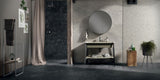 Grey and Black Matt Stone Effect Porcelain Bathroom Floor and Wall Tile Section