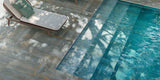 Grey natural stone effect porcelain tiles, patio tiles, non slip tiles for outdoors, exterior tiles around a pool