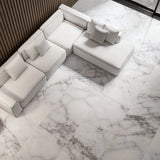 Lumious White Polished 60 x 120cm Living Room FLooring Marble Onyx Effect Porcelain Tile