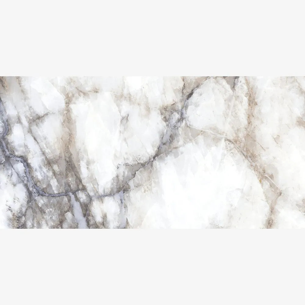 Luminous White Polished 60 x 120cm Tile Swatch Marble Onyx Effect