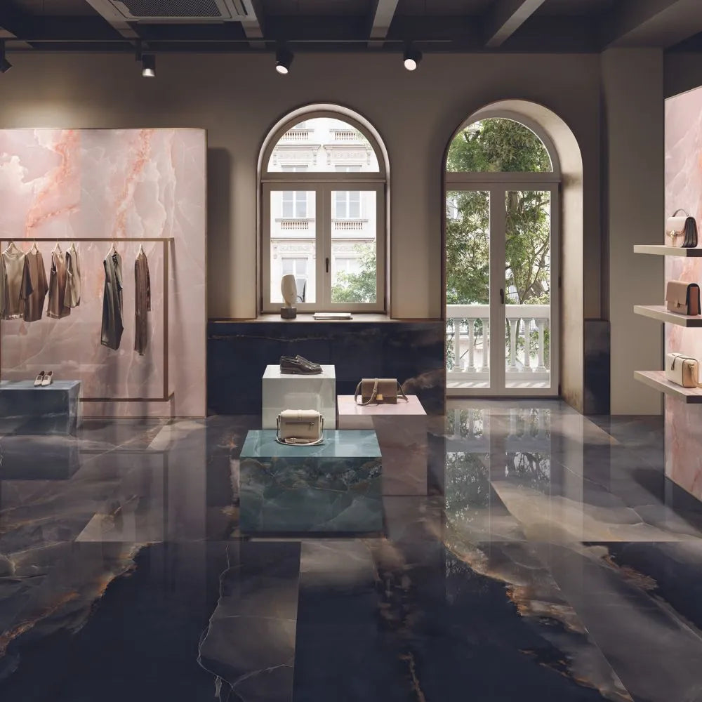 Milano Vittorio Black Onyx Porcelain Tile 60 x 120cm Boutique Flooring