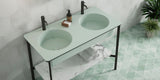 Green Bathroom Basin, matt green hexagonal porcelain bathroom floor tiles, matt white stone efffect hexagonal bathroom wall tiles