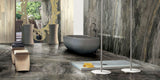 Modern Luxury bathroom with matt and polished grey marble effect large format porcelain floor and wall tiles