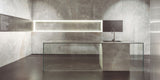 Modern Minimalist Kitchen, matt grey onyx effect wall tiles, matt dark grey concrete effect porcelain floor tiles