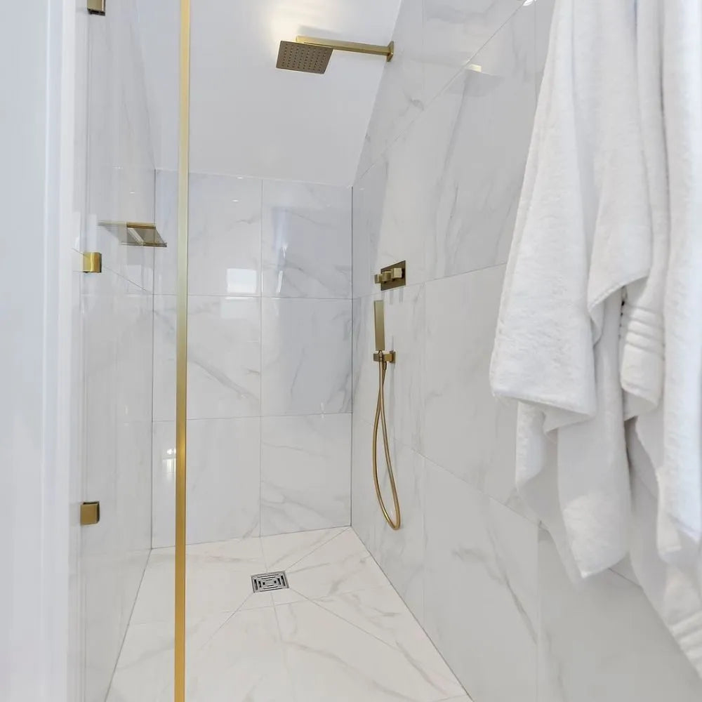 Neptune Marble White Porcelain TIle Shower Room Floor and Walls - Tile Outlet