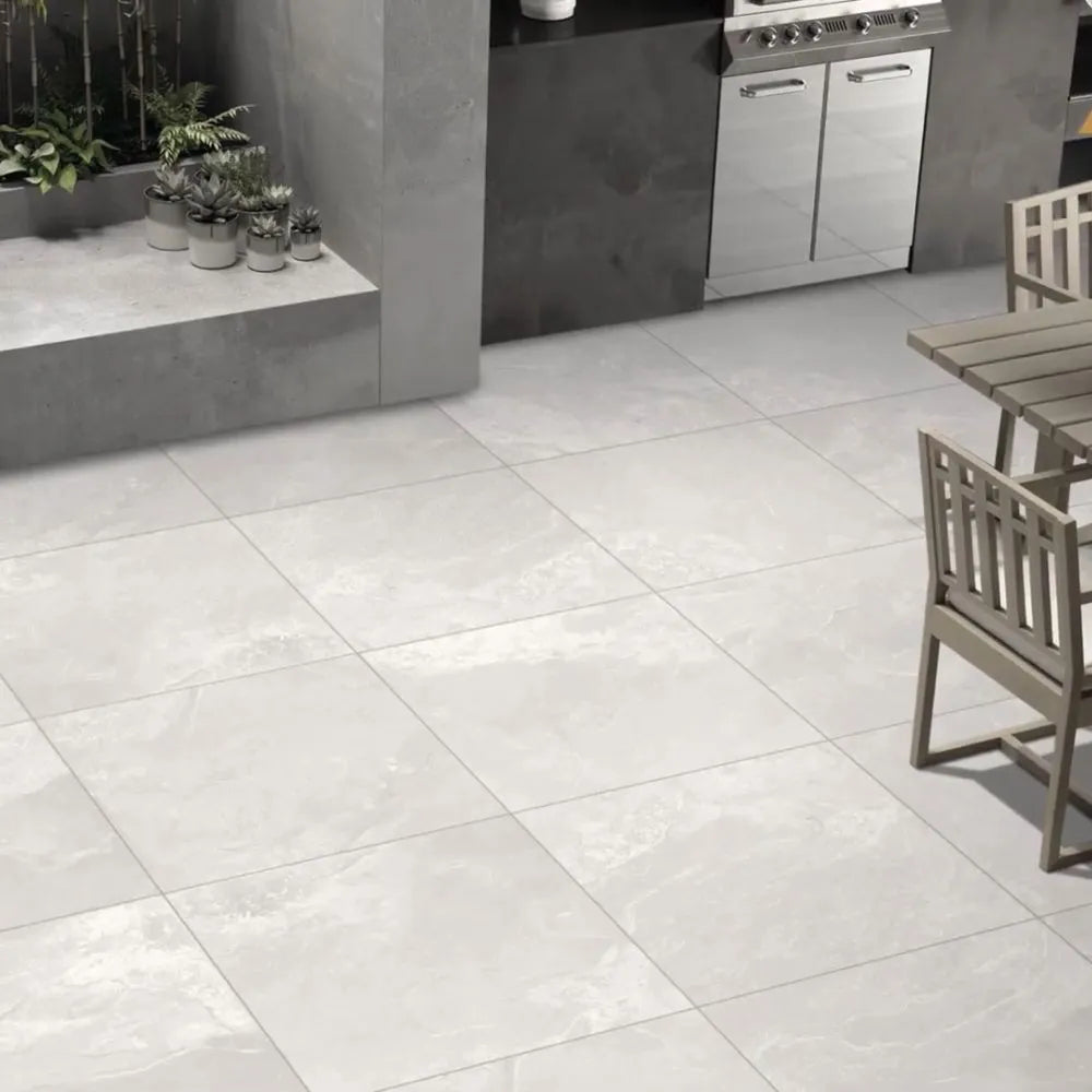 Roland Silver 60 x 120cm Matt Stone Effect Porcelain Tile Kitchen