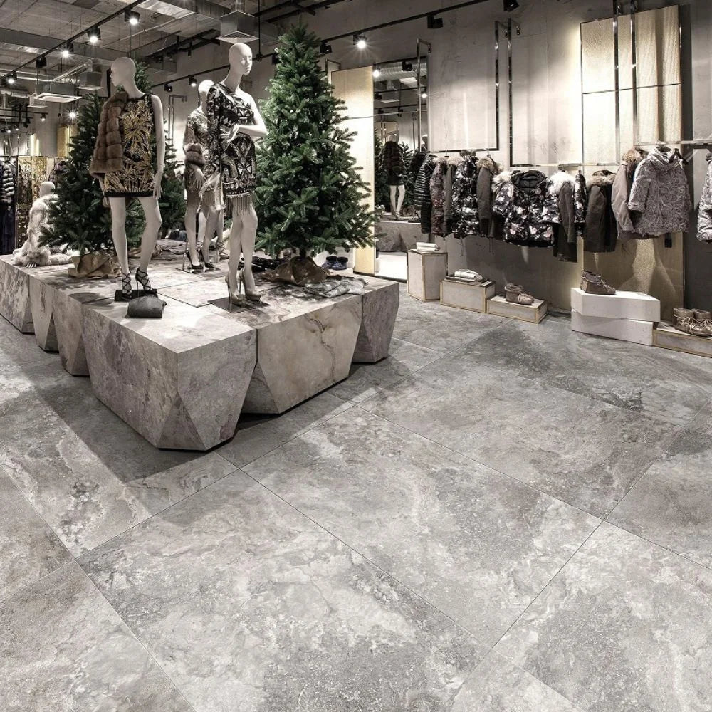 Tarentino Stone Grigio 60 x 120cm Matt Stone Effect Floor and Wall Tile Shop Floor