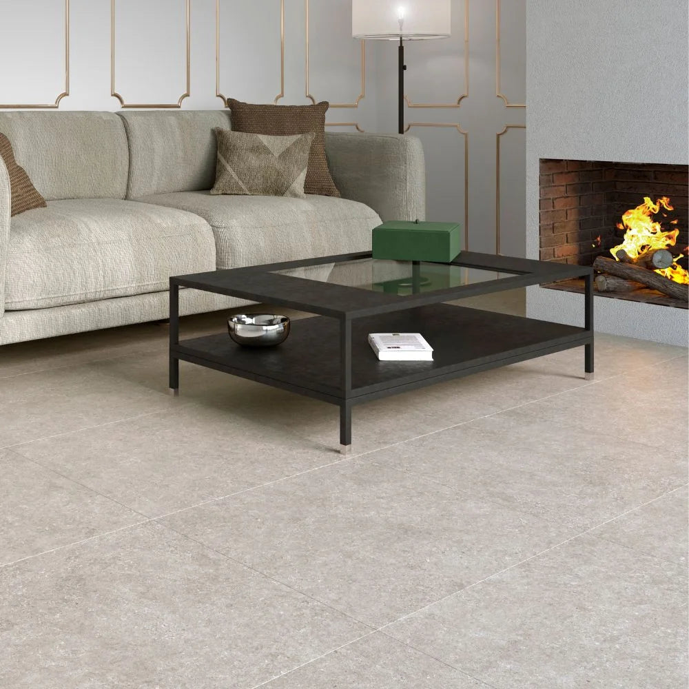 Townhall Taupe Stone Effect Matt Porcelain Tile 30 x 61cm Living Room Floor