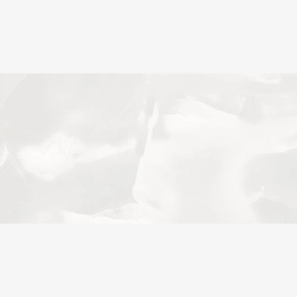 Trace Mink 30x60 Glossy White Onyx Effect Porcelain Tile Swatch