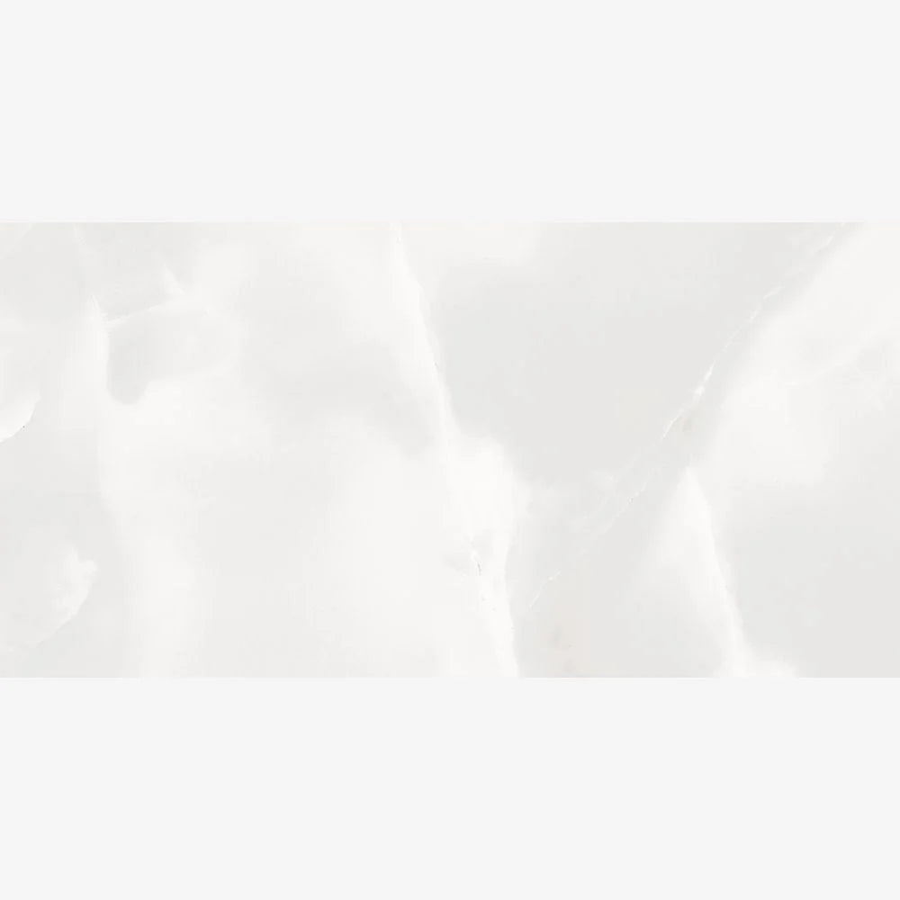 Trace Mink 30x60 Glossy White Onyx Effect Porcelain Tile Swatch