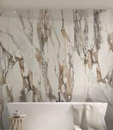 White Marble effect Porcelain Bathroom Wall Tile Banner Mobile