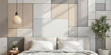 A creative arrangement of wall tiles for a bedroom, showcasing various styles and textures including wall tiles for bedroom.