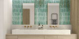 modern luxury spa-like bathroom with turquoise kitkat wall tiles