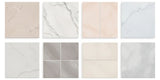 A selection of different tile materials suitable for bedroom walls, including natural stone and ceramic options.