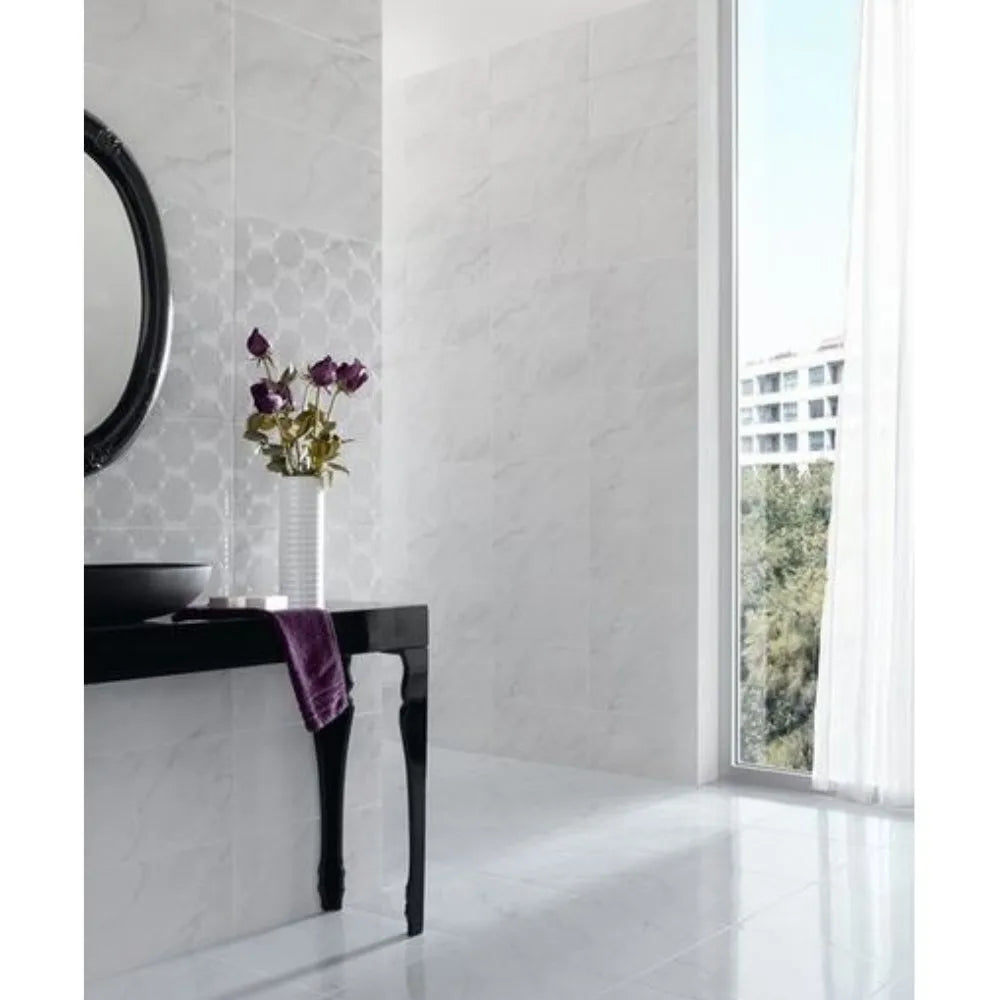 Calacata White Ceramic Marble Effect Indoor Wall Tile 30 x 60cm - Tile Outlet
