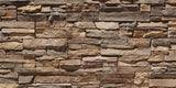 Close-up view of stacked stone cladding wall with natural earthy tones, showcasing detailed texture and pattern ideal for exterior and interior architectural design