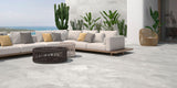 Outdoor garden and patio with light grey stone effect 20mm outdoor porcelain floor tiles