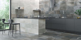 matt grey stone effect kitchen floor and wall tiles