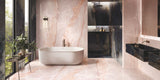 pink onyx effect polished porcelain bathroomm floor and wall tiles