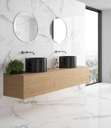 stylish bathroom, polished white marble effect bathroom foor and wall tiles banner