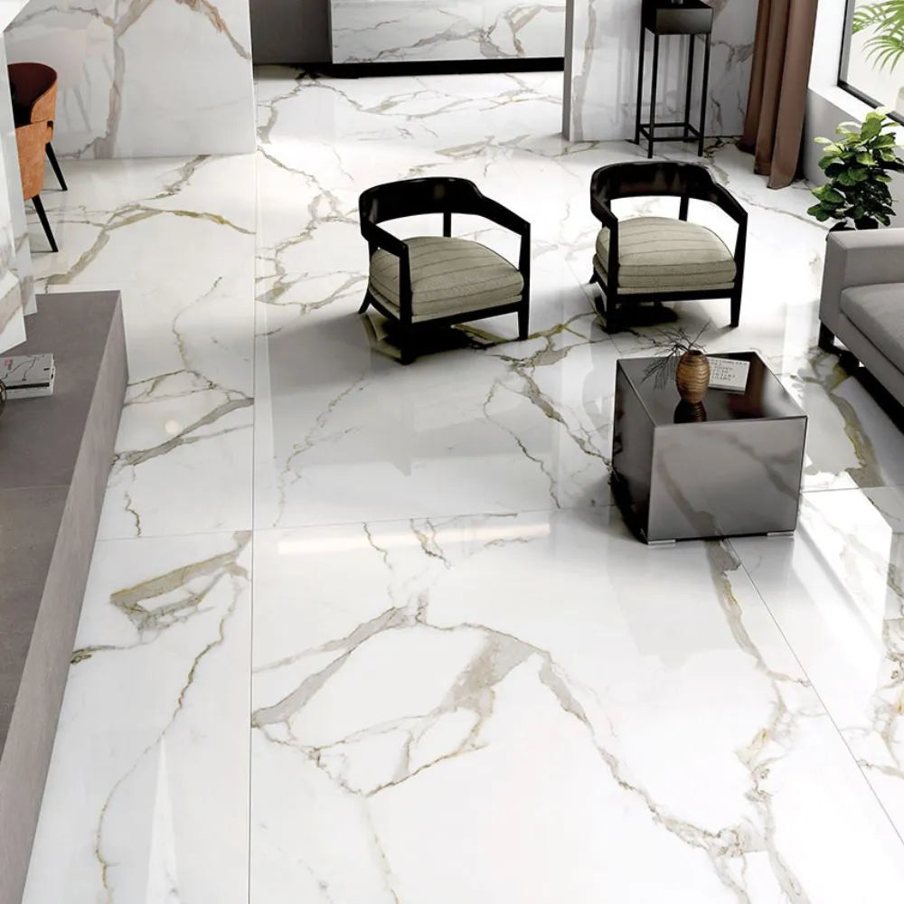 Roman White Marble Polished Porcelain Tile - Tile Outlet