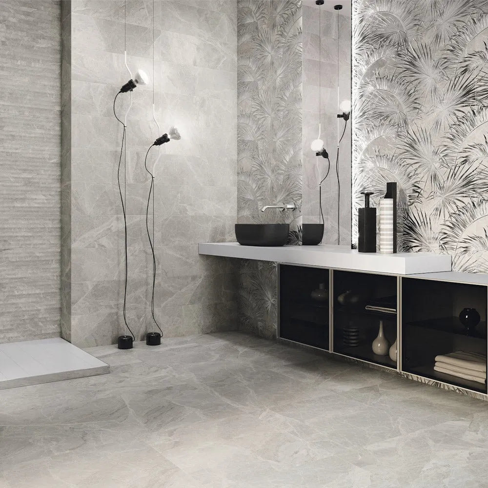 Silver Marble Effect Tile - Tile Outlet