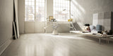 studio featuring matt white wood effect porcelain floor tiles