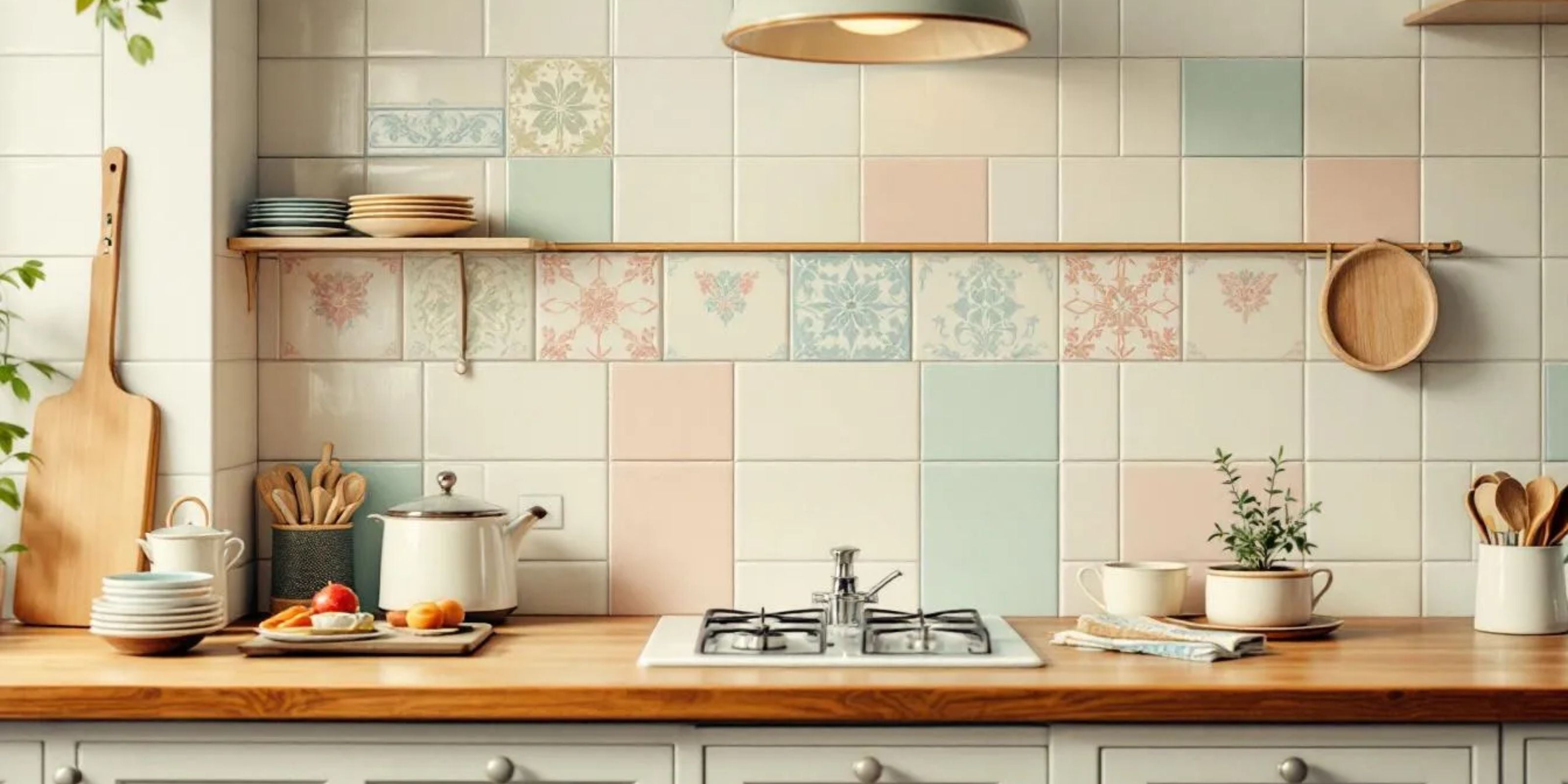 Shapes of vintage kitchen wall tiles including square and rectangular options.
