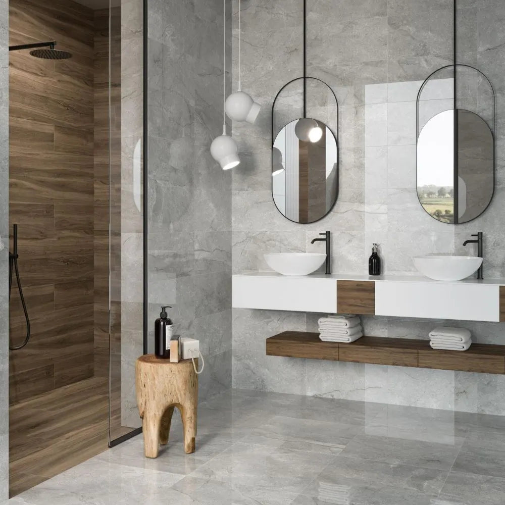 Wembley Polished Stone Effect Porcelain Tile 30 x 60cm - Tile Outlet