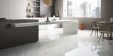 kitchen, white polished marble effect kitchen floor tiles